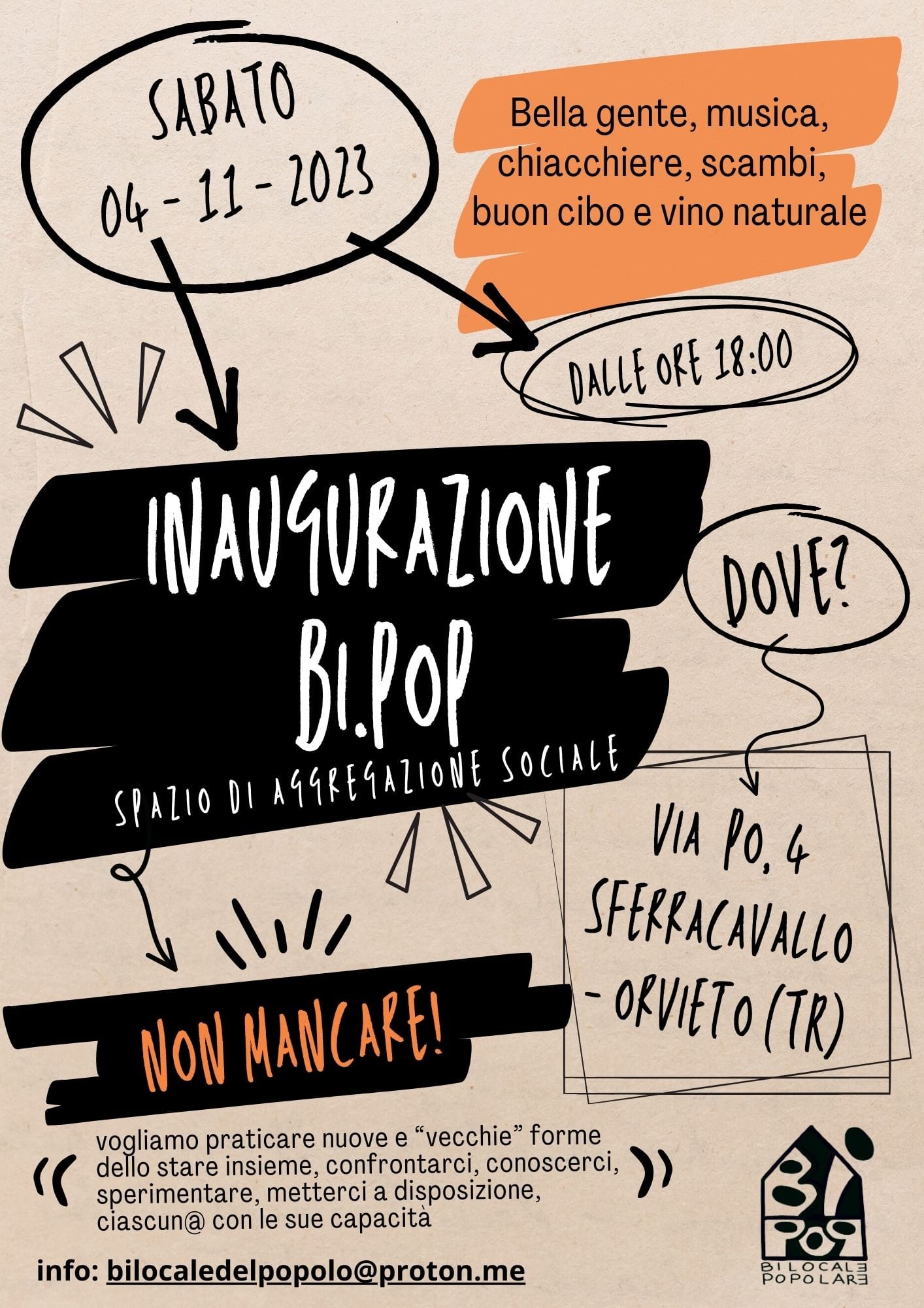 la locandina dell'inaugurazione del Bi.Pop